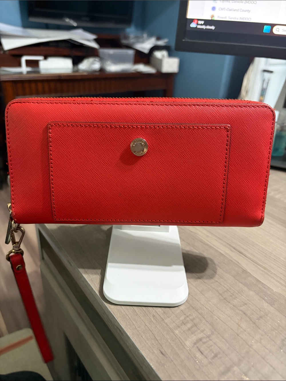 Michael Kors Red Saffiano Leather Wristlet Clutch
